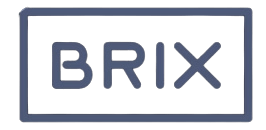 A rectangular outline contains the word "BRIX" in all capital letters, centered in a bold, sans-serif font.